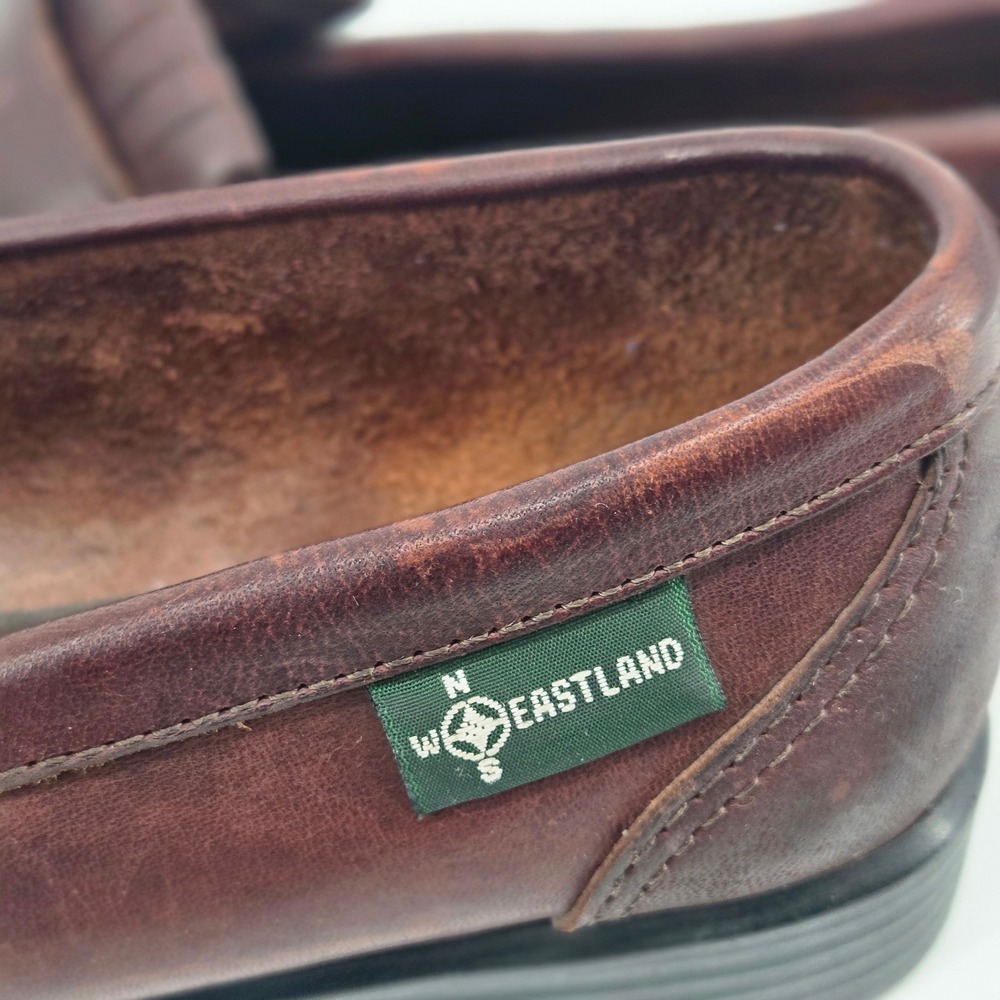 Eastland Vintage 90s Brown Leather Kiltie Fringe Buckle Penny Loafers Shoes 7M - Picture 8 of 12